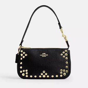 Coach Black and Gold Studded Wristlet